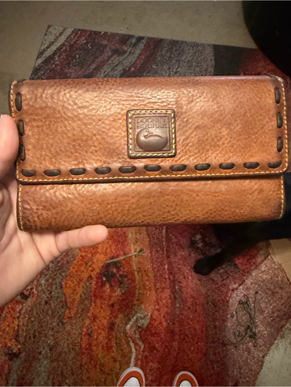 Vintage Dooney & Bourke Cognac Brown Leather Wallet Clutch
